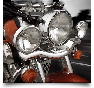 Honda Shadow motorcycle chrome headlamp lightbar and lamps